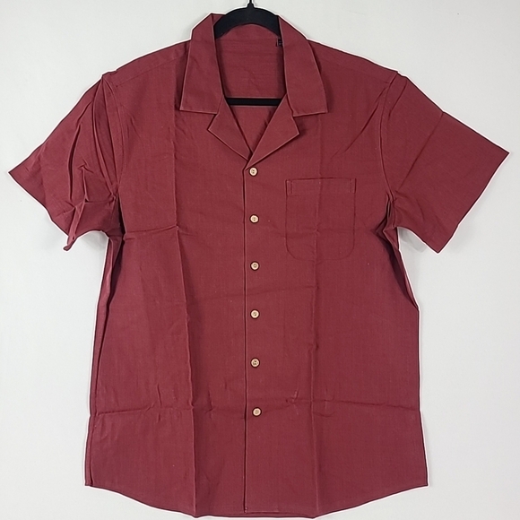 NEW Flex Mens Luxury Collection Designed in Italy Short Sleeve Red Shirt Sz M - Picture 1 of 8